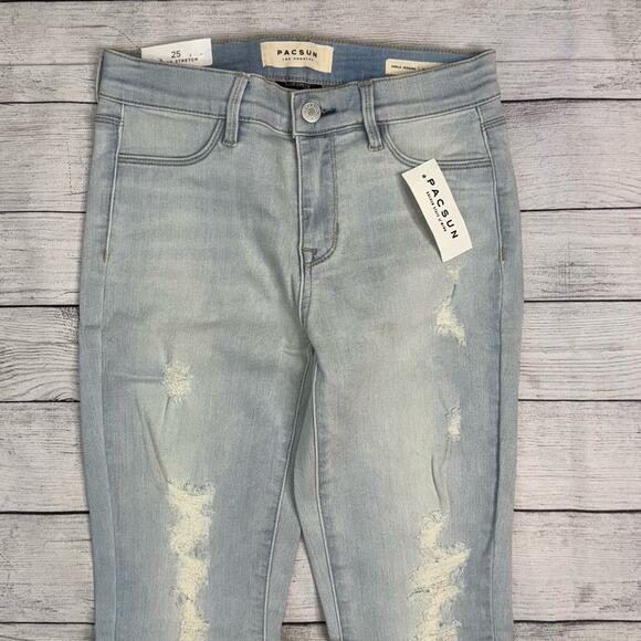 PacSun NWT Women's Perfect Fit Ankle Jeggings Super Stretch Light Wash Size 25 - Picture 4 of 12